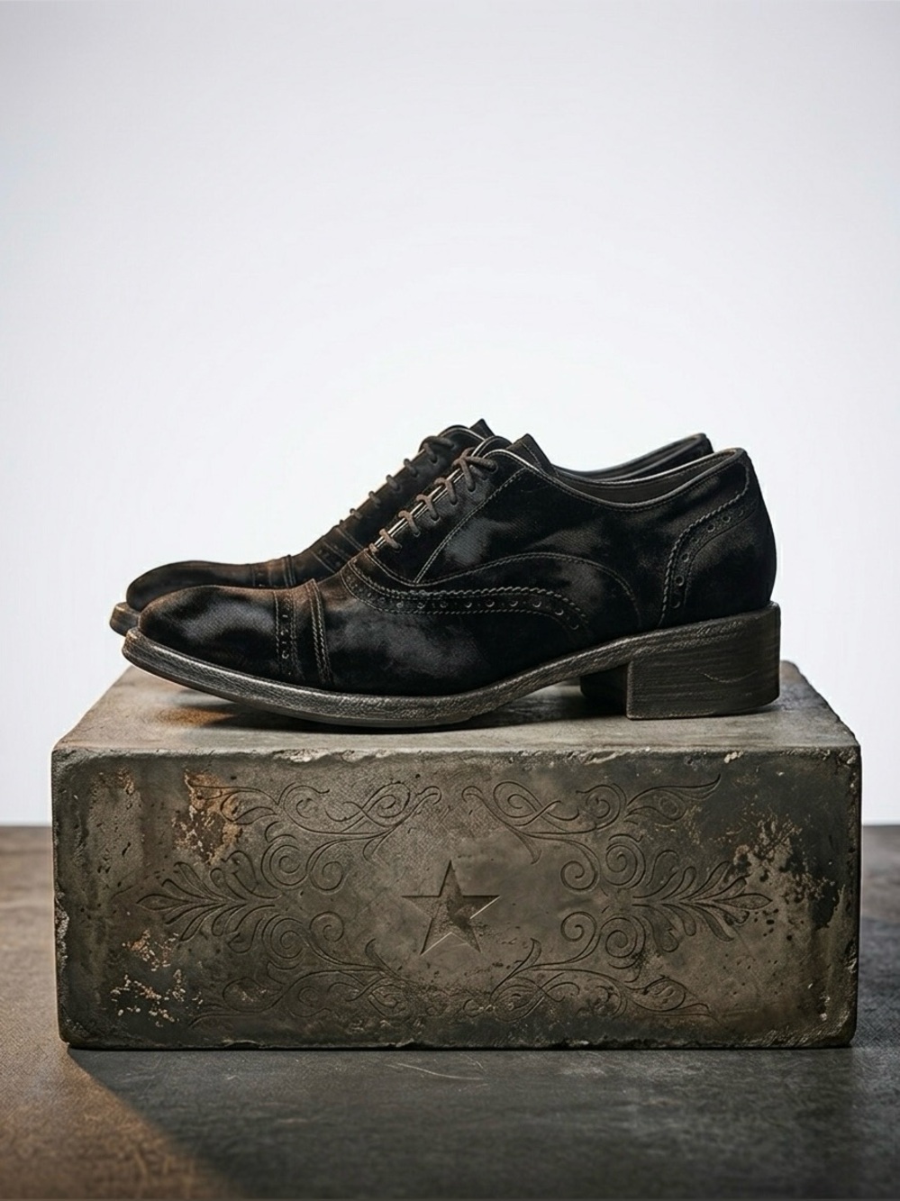 RARE $598 John Varvatos Collection Burnished Velvet Brogue Oxford Shoes Size 9.5